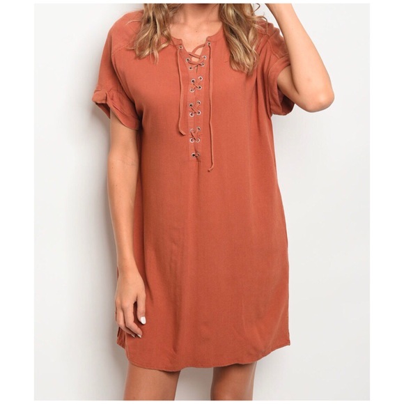 ☀️LAST3️⃣//EARTH DISTRESSED LACE UP DRESS - Picture 2 of 10